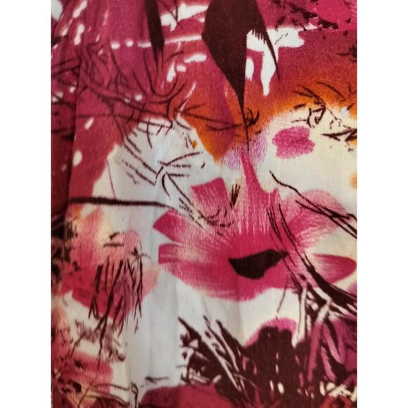 3770) Tiki Palm Red White Sleeveless Tropical Summer Midi Dress Size XL - Picture 5 of 8